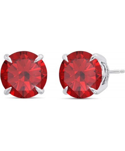 2.75 CT Round Stud Birthstone Earrings Set – 9mm Gemstone Jewelry for Women in 925 Sterling Silver Hypoallergenic – Push back...