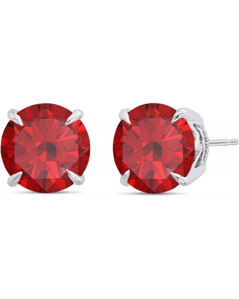 2.75 CT Round Stud Birthstone Earrings Set – 9mm Gemstone Jewelry for Women in 925 Sterling Silver Hypoallergenic – Push back...