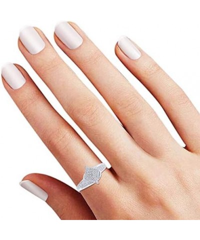 Jewel Zone US White Natural Diamond Cluster Ring in 14k Gold Over Sterling Silver white-gold-plated-silver $31.61 Rings