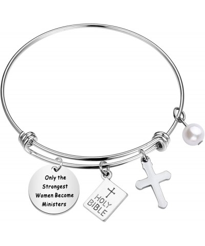 Female Ordained Minister Gift Pastor Appreciation Gift Only The Strongest Women Become Ministers Bracelet Religious Gift silv...