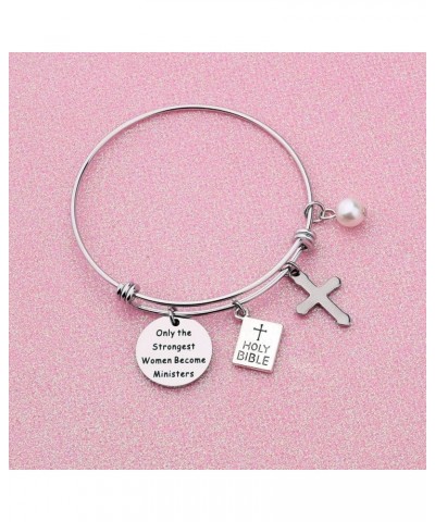 Female Ordained Minister Gift Pastor Appreciation Gift Only The Strongest Women Become Ministers Bracelet Religious Gift silv...