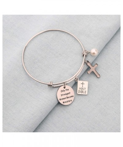 Female Ordained Minister Gift Pastor Appreciation Gift Only The Strongest Women Become Ministers Bracelet Religious Gift silv...