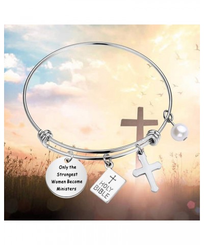 Female Ordained Minister Gift Pastor Appreciation Gift Only The Strongest Women Become Ministers Bracelet Religious Gift silv...