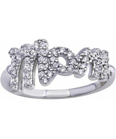 Sterling Silver Ladies MOM Ring w/Cubic Zirconia Stones $12.50 Rings