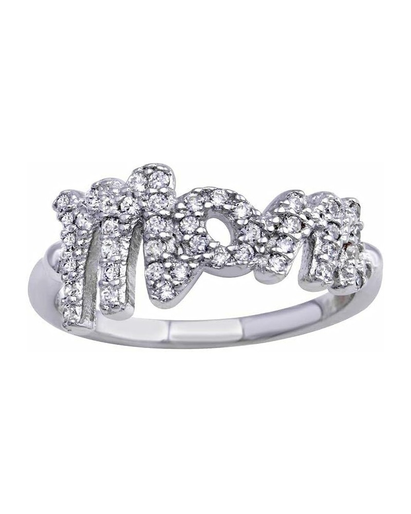 Sterling Silver Ladies MOM Ring w/Cubic Zirconia Stones $12.50 Rings