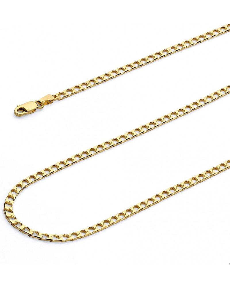 14K Solid Gold Square Cuban Link Curb Chains (Select Options) 18 Inches Yellow Gold $369.39 Necklaces