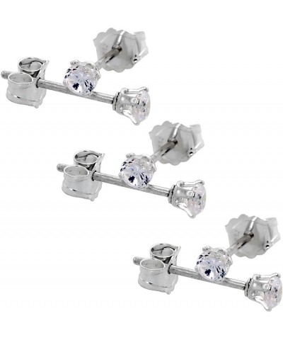 Tiny Sterling Silver 2.5mm Cubic Zirconia Stud Earrings Cartilage Nose Studs Women 4 prong 0.06 ct/pr 3_Pair_Pack $18.29 Earr...