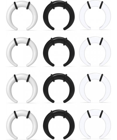 6 Pairs Acrylic C Shape Pincher Tapers Septum Buffalo Taper Expander with Black O-Rings Crescent Gauge Earring Plug for Women...