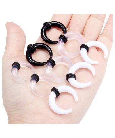 6 Pairs Acrylic C Shape Pincher Tapers Septum Buffalo Taper Expander with Black O-Rings Crescent Gauge Earring Plug for Women...