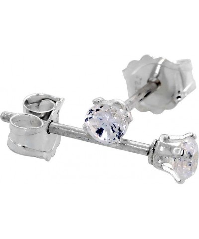 Tiny Sterling Silver 2.5mm Cubic Zirconia Stud Earrings Cartilage Nose Studs Women 4 prong 0.06 ct/pr 3_Pair_Pack $18.29 Earr...