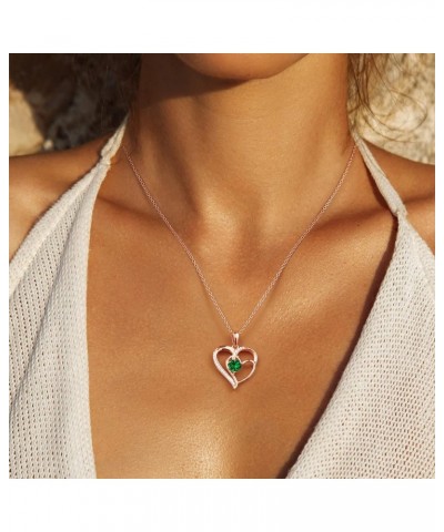 Heart Necklace for Women, 18K Gold Over 925 Sterling Silver Necklace for Women with a Gemstone Birthstone, Birthday Anniversa...