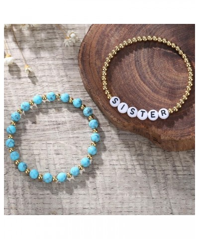 2Pcs Turquoise Beaded Bracelet Set, Unique Gifts for Mom, Daughter, Grandma, Granddaughter, Aunt, Niece, Sister, Friend... Si...