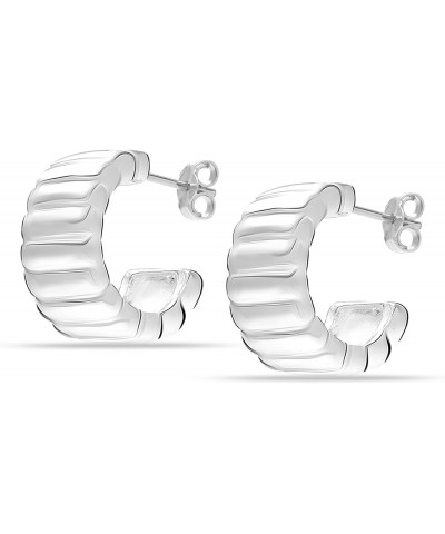 925 Sterling Silver Italian Design Hoop Earrings for Women and Teens $13.80 Earrings