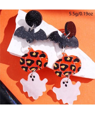 2 Pairs Acrylic Halloween Stud Earrings Cartoon Black Earrings Halloween Holiday Party Jewelry Gifts for Women Girls Pumpkin2...