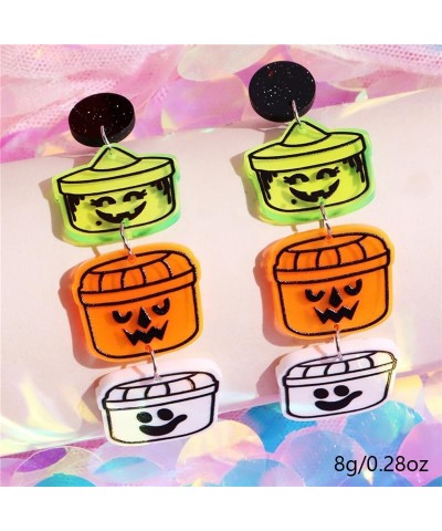 2 Pairs Acrylic Halloween Stud Earrings Cartoon Black Earrings Halloween Holiday Party Jewelry Gifts for Women Girls Pumpkin2...