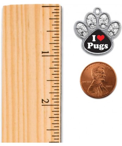 Silver Pave Paw Charm for Bracelet with Cubic Zirconia Jewelry I Love Pugs $10.00 Bracelets