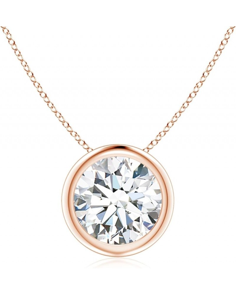 Bezel-Set Round Shape Lab-Grown Diamond Solitaire Pendant in 14K Solid Gold/Platinum for Women | April Birthstone Jewelry for...