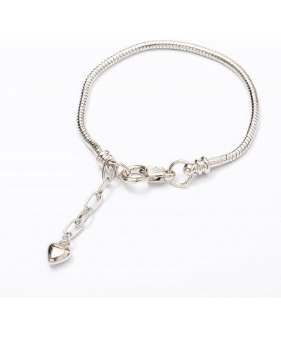 5pcs Silver Color Heart Lobster European Style Snake Chain Bracelets fit Charm Beads 7.9 18 CM White Silver $11.94 Bracelets