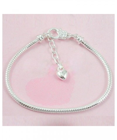 5pcs Silver Color Heart Lobster European Style Snake Chain Bracelets fit Charm Beads 7.9 18 CM White Silver $11.94 Bracelets