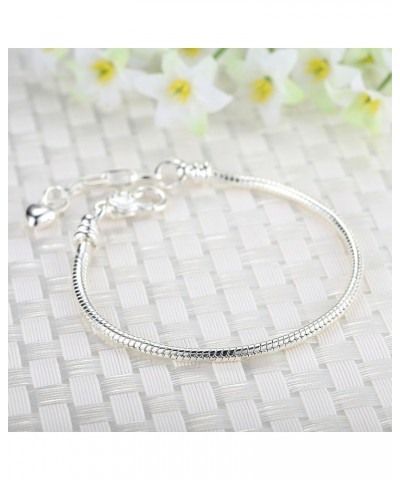 5pcs Silver Color Heart Lobster European Style Snake Chain Bracelets fit Charm Beads 7.9 18 CM White Silver $11.94 Bracelets