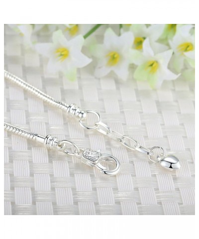 5pcs Silver Color Heart Lobster European Style Snake Chain Bracelets fit Charm Beads 7.9 18 CM White Silver $11.94 Bracelets