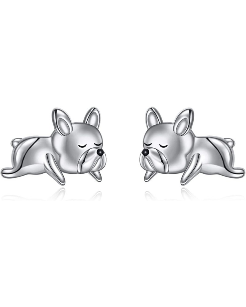 French Bulldog Earrings Stud 925 Sterling Silver Cute Animal Dog Jewelry Gifts for Women Girls Silver $17.67 Earrings