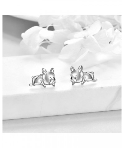 French Bulldog Earrings Stud 925 Sterling Silver Cute Animal Dog Jewelry Gifts for Women Girls Silver $17.67 Earrings