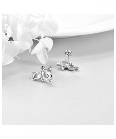 French Bulldog Earrings Stud 925 Sterling Silver Cute Animal Dog Jewelry Gifts for Women Girls Silver $17.67 Earrings