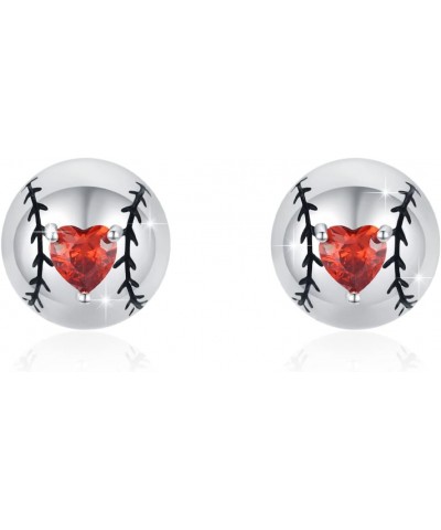 Baseball Earrings 925 Sterling Silver Mini Baseball Stud Earrings Red Heart Earrings Cute Graduation Gift Earrings for Women ...