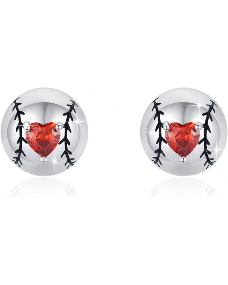 Baseball Earrings 925 Sterling Silver Mini Baseball Stud Earrings Red Heart Earrings Cute Graduation Gift Earrings for Women ...