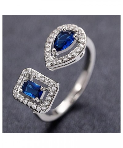 Luxury Green/White/Blue Cubic Zirconia Rings for Women Water Drop Square Cuff Opening Rings Wedding Anniversary Jewelry $11.2...