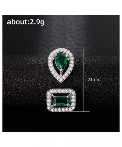 Luxury Green/White/Blue Cubic Zirconia Rings for Women Water Drop Square Cuff Opening Rings Wedding Anniversary Jewelry $11.2...