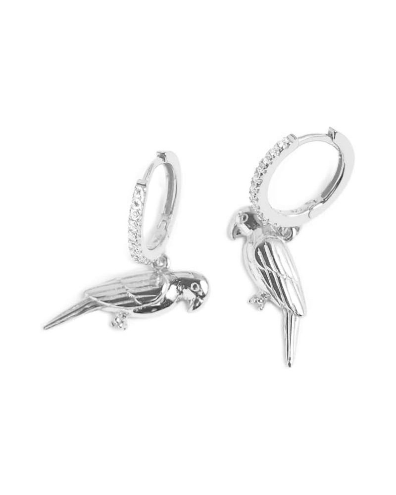 Cute Parrot Dangle Hoop Earrings Sterling Silver Animal Charm Cubic Zirconia Drop Cartilage Huggie Gold Plated Jewelry Gift f...