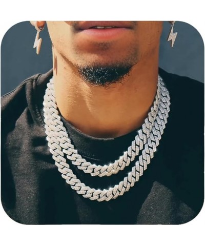 Mens Cuban Link Chain Silver/Gold 18'' 20'' 22'' 24'' Necklace Iced Out Thick Chain For Women Bling Diamond Cut Cuban Link Ch...