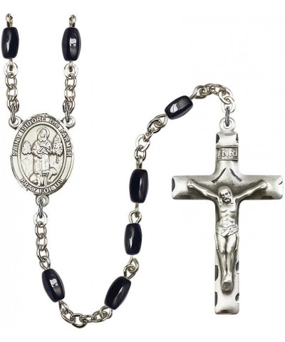 St. Isidore The Farmer Silver-Plated Rosary - Every Birth Month Color and More Black Onyx, 8x5mm Beads $56.76 Necklaces