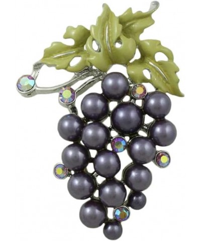 Bunch of Purple Pearl Grapes with Green Enamel Leaf Brooch Pin $8.99 Brooches & Pins