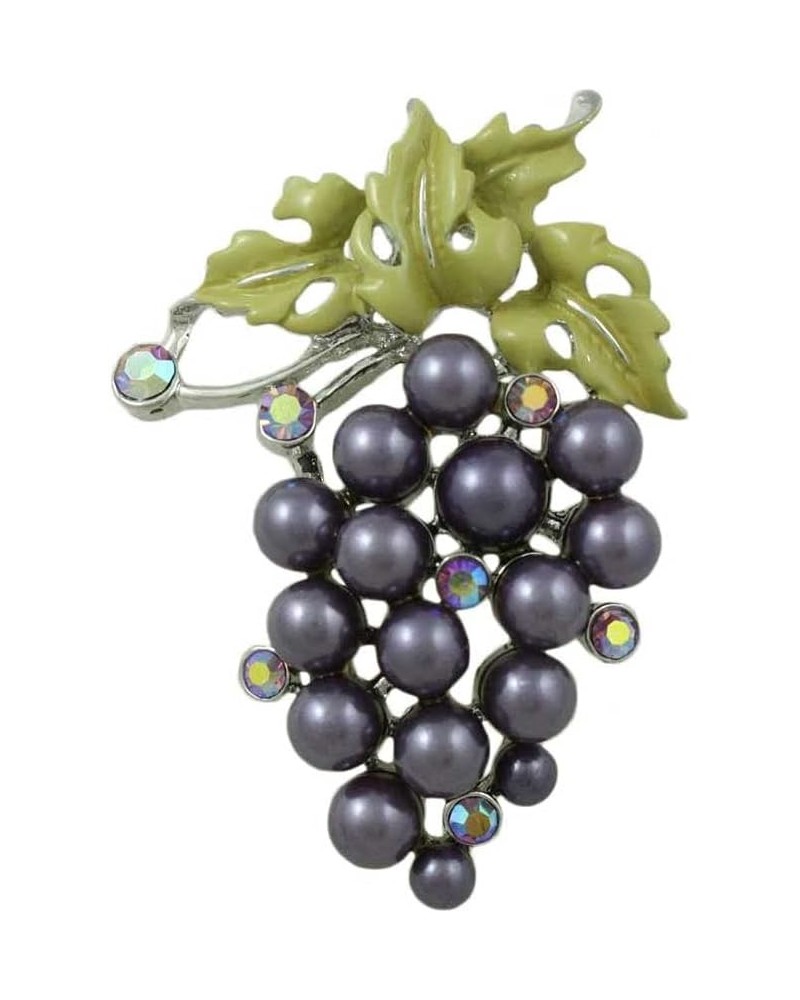 Bunch of Purple Pearl Grapes with Green Enamel Leaf Brooch Pin $8.99 Brooches & Pins