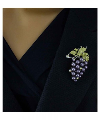 Bunch of Purple Pearl Grapes with Green Enamel Leaf Brooch Pin $8.99 Brooches & Pins