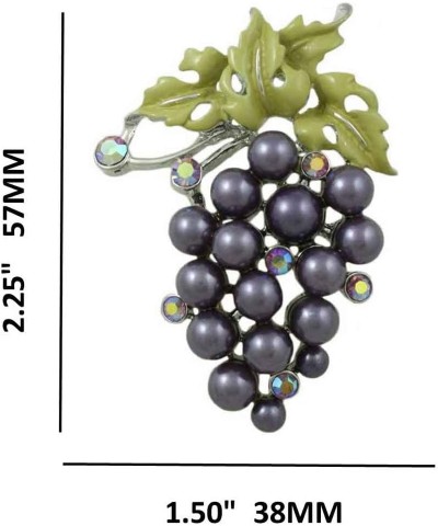 Bunch of Purple Pearl Grapes with Green Enamel Leaf Brooch Pin $8.99 Brooches & Pins