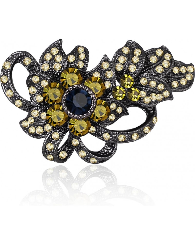 Vintage Black Gothic Brooch Pin - Rhinestone Leaf Brooch for Women $7.07 Brooches & Pins