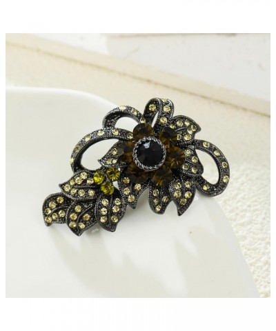 Vintage Black Gothic Brooch Pin - Rhinestone Leaf Brooch for Women $7.07 Brooches & Pins