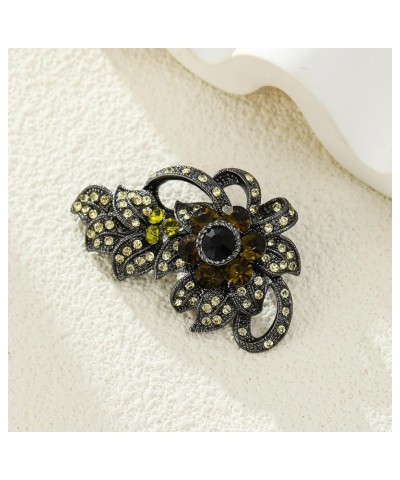 Vintage Black Gothic Brooch Pin - Rhinestone Leaf Brooch for Women $7.07 Brooches & Pins