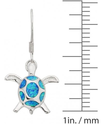 Sterling Silver, Gold Tone or Rose Tone Created Blue, White or Pink Opal Turtle Dangle Earrings Blue Opal $24.19 Earrings