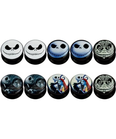 KUBOOZ(5 Pairs Smiling-Skull Acrylic Ear Plugs Tunnels Gauges Stretcher Piercings 1.1 inch(28mm) $11.39 Body Jewelry