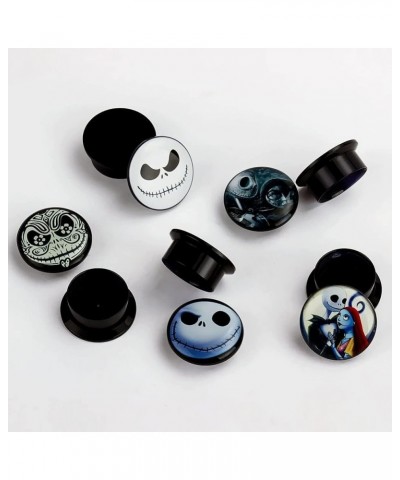 KUBOOZ(5 Pairs Smiling-Skull Acrylic Ear Plugs Tunnels Gauges Stretcher Piercings 1.1 inch(28mm) $11.39 Body Jewelry