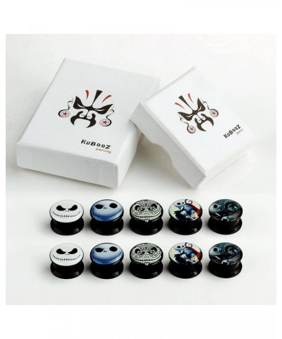 KUBOOZ(5 Pairs Smiling-Skull Acrylic Ear Plugs Tunnels Gauges Stretcher Piercings 1.1 inch(28mm) $11.39 Body Jewelry