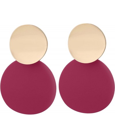 Round Dangle Earrings for Women - Colorful Earrings - Choice of Color Fuchsia $6.75 Earrings