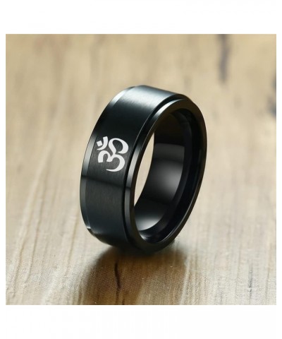 Stainless Steel Om Symbol Spinner Ring Hindu Yoga Ohm Om Rotatable Anxiety Relieve Finger Ring Meditation Jewelry for Men Wom...