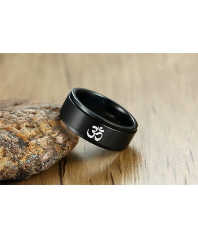 Stainless Steel Om Symbol Spinner Ring Hindu Yoga Ohm Om Rotatable Anxiety Relieve Finger Ring Meditation Jewelry for Men Wom...