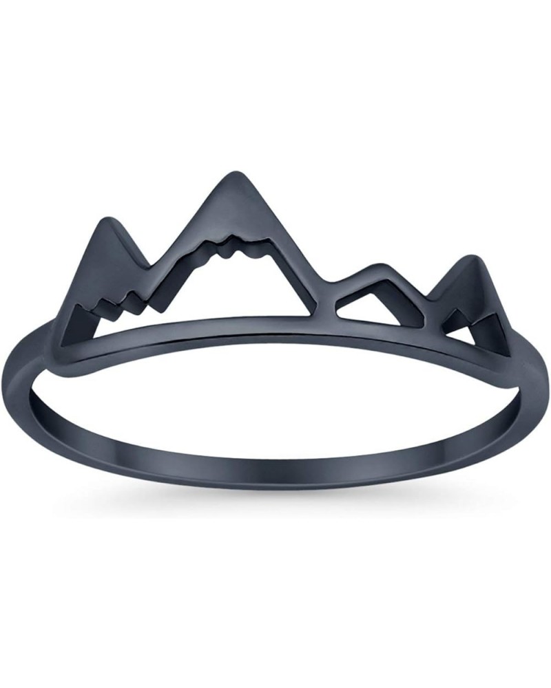 Mountain Band Ring Solid 925 Sterling Silver Black Tone $11.19 Rings